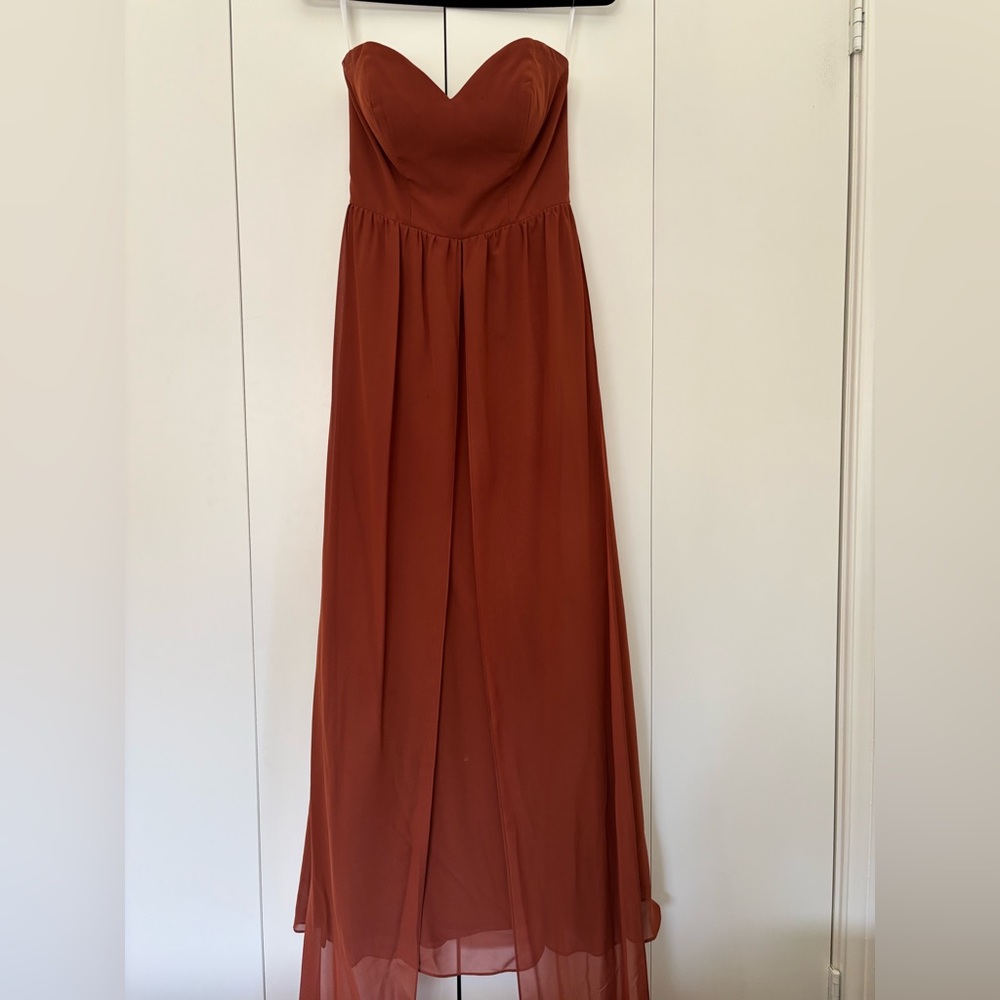 Revelry Strapless Terracotta Gown